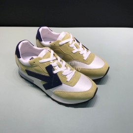 Off White Spring Leather Casual Sneakers For Men And Women Beige