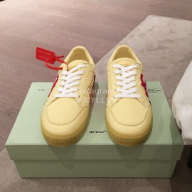 Off White Spring Summer Fashion Leather Casual Shoes For Women Yellow