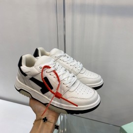 Off White Spring Calf Casual Sneakers For Women Black