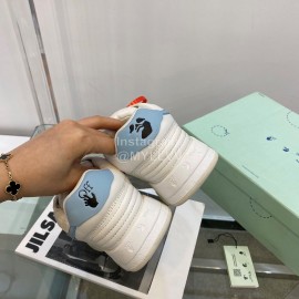Off White Spring Calf Casual Sneakers For Women Blue