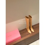 Paris Texas Fashion Leather Thick High Heeled Boots For Women Apricot