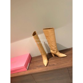 Paris Texas Fashion Leather Thick High Heeled Boots For Women Apricot