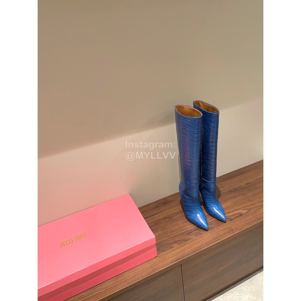 Paris Texas Fashion Leather High Heeled Long Boots For Women Blue