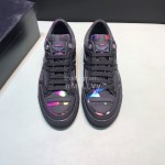 Plein  Camouflage Printing Leather Hollow Sneakers For Men Black