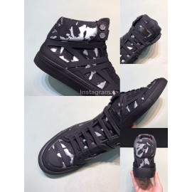 Plein  Camouflage Printing Leather High Top Sneakers For Men