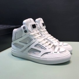 Plein  Camouflage Printing Leather High Top Sneakers For Men White