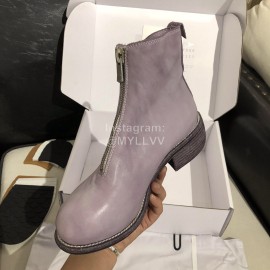 Piero Guidi Soft Leather Thick High Heeled Short Boots For Women Purple