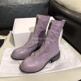Piero Guidi Soft Leather Thick High Heeled Boots For Women Purple