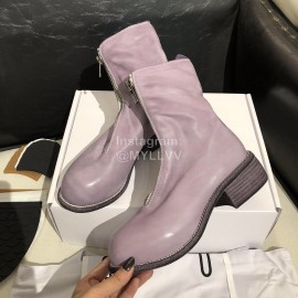 Piero Guidi Soft Leather Thick High Heeled Boots For Women Purple