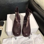 Piero Guidi Soft Leather Thick High Heeled Zipper Boots For Women Dark Purple