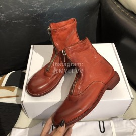 Piero Guidi Soft Leather Thick High Heeled Zipper Boots For Women Wine Red