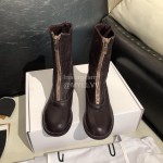 Piero Guidi New Leather Thick High Heeled Zipper Boots For Women Dark Purple