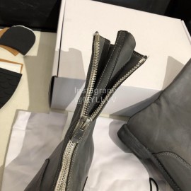 Piero Guidi New Leather Thick High Heeled Zipper Boots For Women Gray