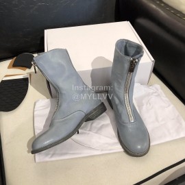 Piero Guidi New Leather Thick High Heeled Zipper Boots For Women Blue