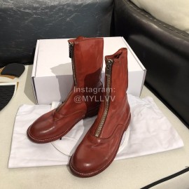 Piero Guidi New Leather Thick High Heeled Zipper Boots For Women Wine Red