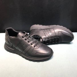 Prada Black Calf Leather Casual Sneakers For Men