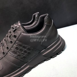 Prada Black Calf Leather Casual Sneakers For Men