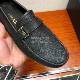 Prada Black Calf Leather Casual Business Shoes For Men 