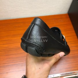 Prada Black Calf Leather Casual Business Shoes For Men 