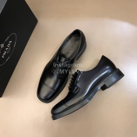 Prada Black Calf Leather Lace Up Shoes For Men 