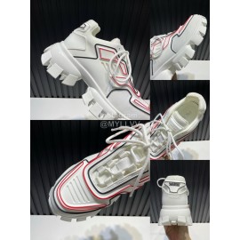 Prada Cowhide Nylon Thick Soled Sneakers For Men And Women White