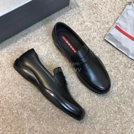 Prada Cowhide Casual Business Loafers For Men Black