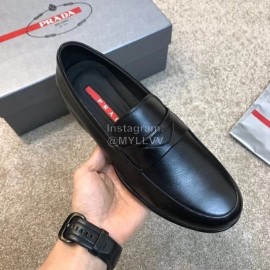 Prada Cowhide Casual Business Loafers For Men Black