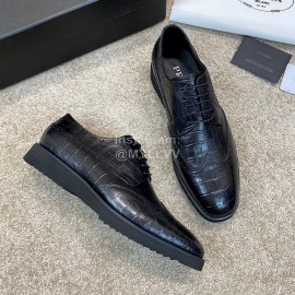Prada Black Cowhide Lace Up Casual Shoes For Men