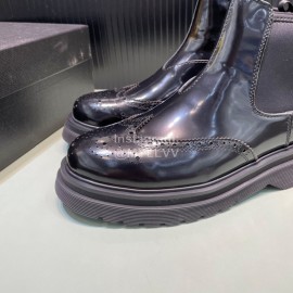 Prada Calf Leather Canvas High Top Shoes For Men 