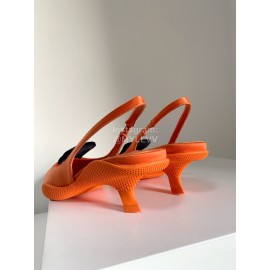 Prada Spring Summer New Silk Leather Pointed High Heel Sandals Orange