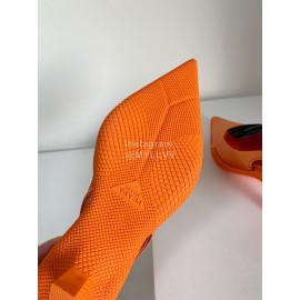 Prada Spring Summer New Silk Leather Pointed High Heel Sandals Orange