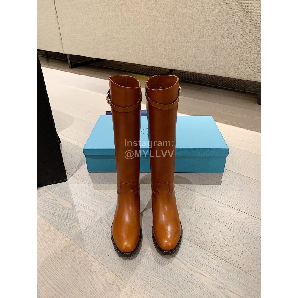 Prada Napa Leather Boots For Women Brown