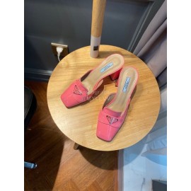 Prada Fashion Patent Leather High Heel Sandals For Women Pink