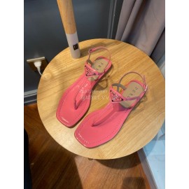 Prada Fashion Patent Leather Flip Flops For Women Pink