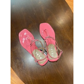 Prada Fashion Patent Leather Flip Flops For Women Pink