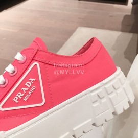 Prada Spring New Thick Soles Casual Canvas Shoes For Women Rose Red