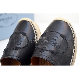 Prada New Embroidered Hemp Rope Woven Casual Shoes For Women Black