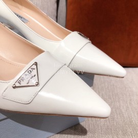 Prada Fashion Leather High Heels For Women White