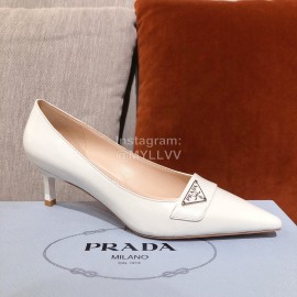 Prada Fashion Leather High Heels For Women White