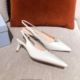 Prada New Leather High Heel Sandals For Women White