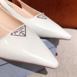 Prada New Leather High Heel Sandals For Women White