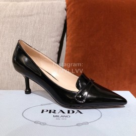 Prada New Leather High Heels For Women Black