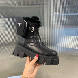 Prada Autumn Winter Thick Soles Boots For Women Black