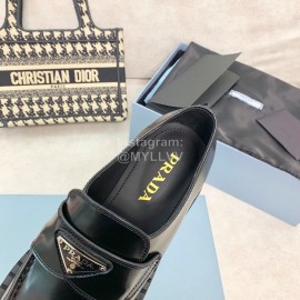Prada Retro Thick Soles Leather Shoes For Women Black