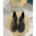 Prada Autumn Winter Patent Leather Thick Soles Short Boots For Women Black