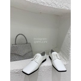 Prada Fashion Square Head Cowhide Shoes For Women White