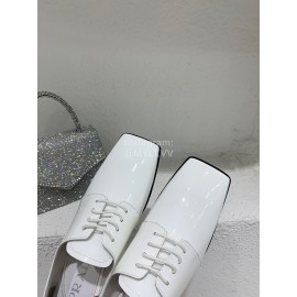 Prada Fashion Square Head Cowhide Shoes For Women White