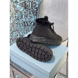 Prada Autumn And Winter Thick Soled Wool Sneakers