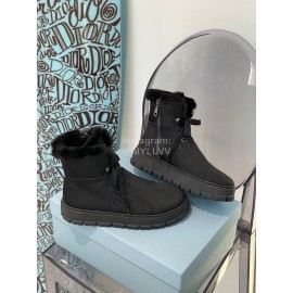 Prada Autumn And Winter Thick Soled Wool High Top Shoes Black