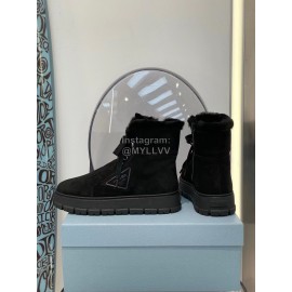 Prada Autumn And Winter Thick Soled Wool High Top Shoes